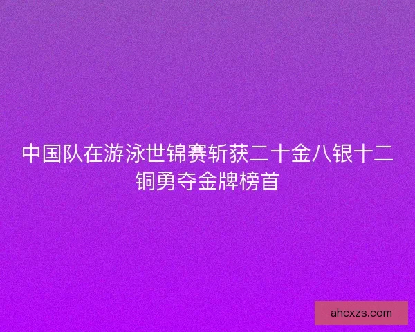 中国队在游泳世锦赛斩获二十金八银十二铜勇夺金牌榜首
