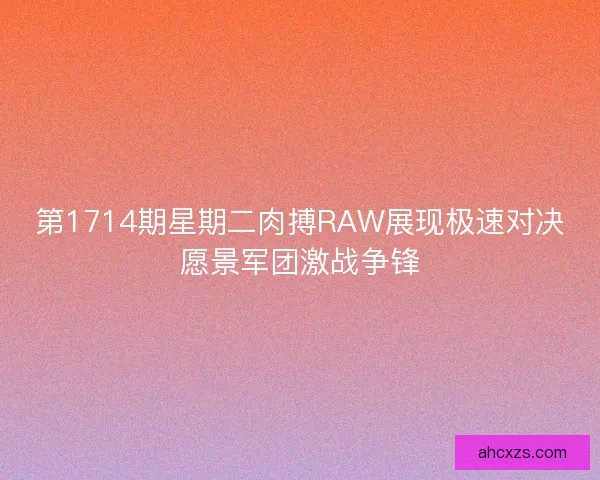 第1714期星期二肉搏RAW展现极速对决愿景军团激战争锋