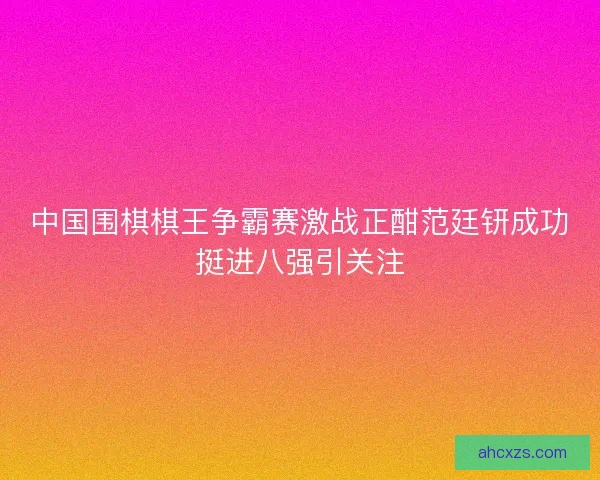 中国围棋棋王争霸赛激战正酣范廷钘成功挺进八强引关注
